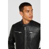 Veste style motard en cuir nappa