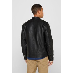 Veste style motard en cuir nappa